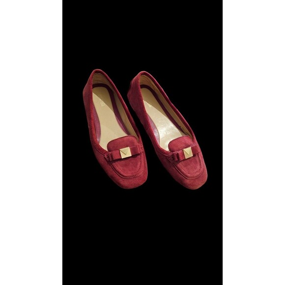 Michael Kors Shoes Women's 10M Red Leather Suede Driving Loafers Moccasins - Picture 4 of 9